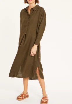 Montagut Long dress with polo neck in linen - Valerie