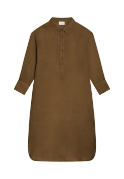 Montagut Long dress with polo neck in linen - Valerie