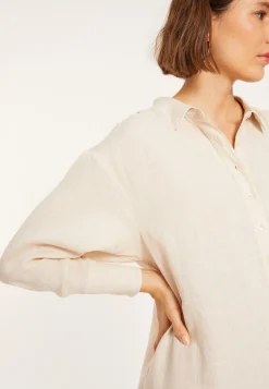Montagut Long dress with polo neck in linen - Valerie