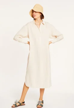 Montagut Long dress with polo neck in linen - Valerie