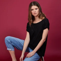 Montagut Long flamed linen T-shirt - Colinna