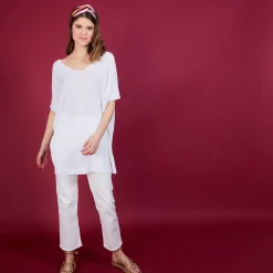 Montagut Long flamed linen T-shirt - Bil