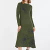 Montagut Long flared dress in merino wool - Charlize