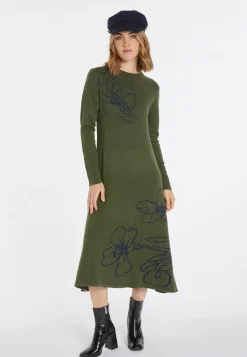 Montagut Long flared dress in merino wool - Charlize
