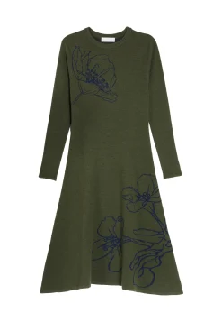 Montagut Long flared dress in merino wool - Charlize