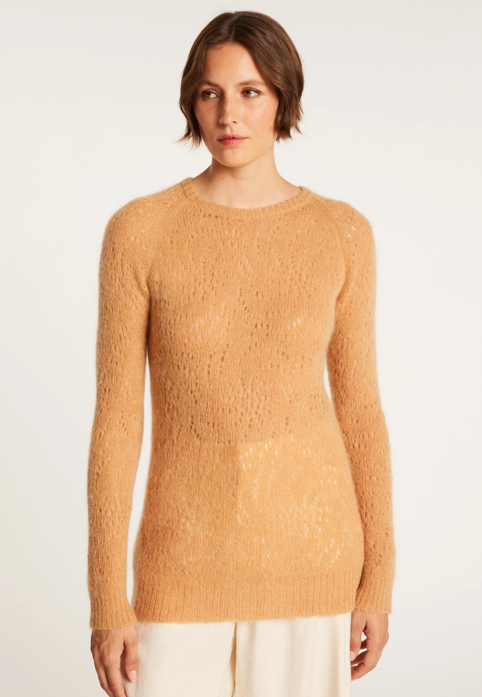 Montagut Long hemstitched jumper made of mohair - Emelin