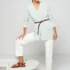 Montagut Long vest with pockets in flamed linen - Tabata