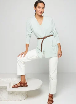 Montagut Long vest with pockets in flamed linen - Tabata
