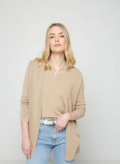 Montagut Long vest with pockets in flamed linen - Tabata