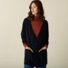 Montagut Long V-neck cashmere cardigan with slits and pockets - Aden