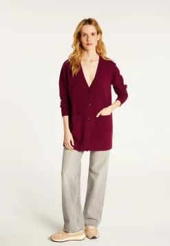 Montagut Long V-neck cashmere cardigan with slits and pockets - Aden