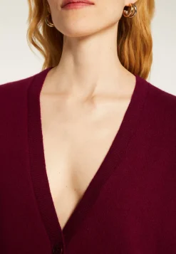 Montagut Long V-neck cashmere cardigan with slits and pockets - Aden