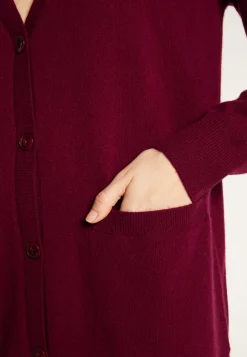 Montagut Long V-neck cashmere cardigan with slits and pockets - Aden