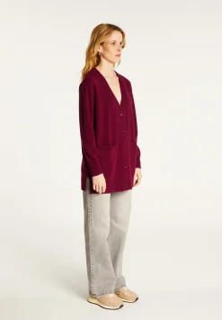 Montagut Long V-neck cashmere cardigan with slits and pockets - Aden