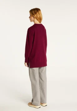 Montagut Long V-neck cashmere cardigan with slits and pockets - Aden