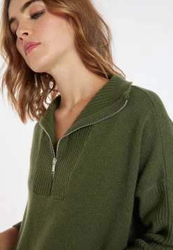 Montagut Long zip-neck sweater in wool and cashmere - Charlotte