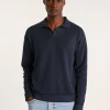 Montagut Long-sleeved polo shirt in flamed cotton and linen - Ido