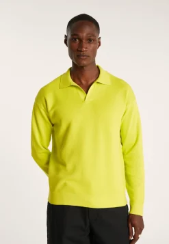 Montagut Long-sleeved polo shirt in flamed cotton and linen - Ido