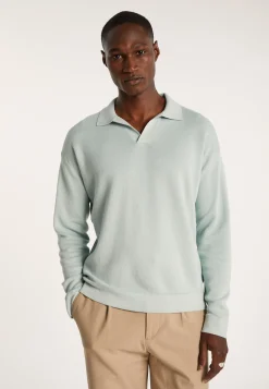 Montagut Long-sleeved polo shirt in flamed cotton and linen - Ido