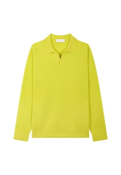 Montagut Long-sleeved polo shirt in flamed cotton and linen - Ido