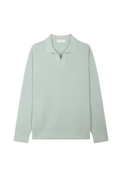 Montagut Long-sleeved polo shirt in flamed cotton and linen - Ido