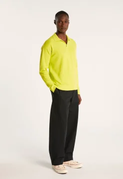 Montagut Long-sleeved polo shirt in flamed cotton and linen - Ido