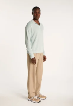 Montagut Long-sleeved polo shirt in flamed cotton and linen - Ido