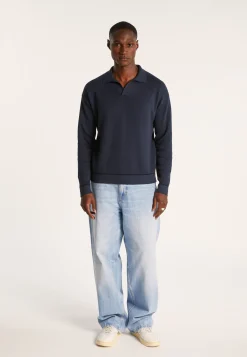 Montagut Long-sleeved polo shirt in flamed cotton and linen - Ido