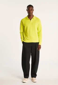 Montagut Long-sleeved polo shirt in flamed cotton and linen - Ido