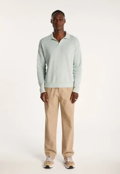 Montagut Long-sleeved polo shirt in flamed cotton and linen - Ido