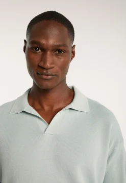 Montagut Long-sleeved polo shirt in flamed cotton and linen - Ido