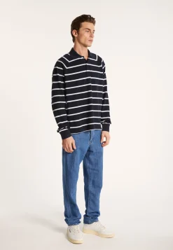 Montagut Long-sleeved striped cotton polo shirt - Pavell