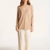 Montagut Long-sleeved V-neck t-shirt in slub linen - Beja