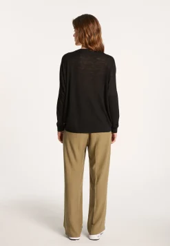 Montagut Long-sleeved V-neck t-shirt in slub linen - Beja