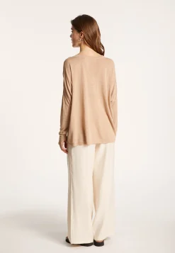 Montagut Long-sleeved V-neck t-shirt in slub linen - Beja