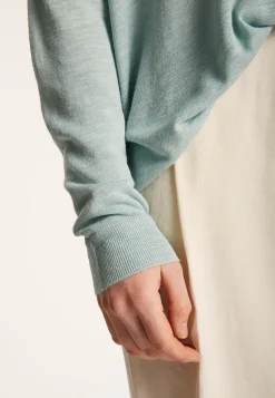 Montagut Long-sleeved V-neck t-shirt in slub linen - Beja