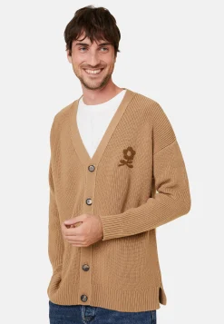 Montagut Loose buttoned cardigan with logo in merino wool - Frederic