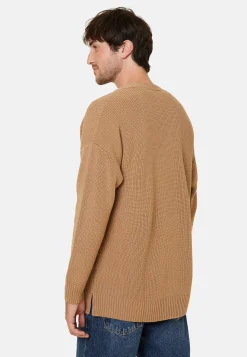 Montagut Loose buttoned cardigan with logo in merino wool - Frederic