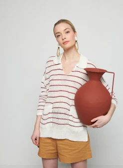 Montagut Loose linen polo neck sweater - Tiara