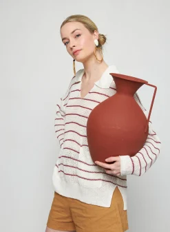 Montagut Loose linen polo neck sweater - Tiara