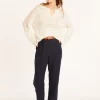 Montagut Loose linen sweater with openwork sleeves - Molene