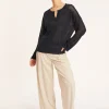 Montagut Loose linen sweater with openwork sleeves - Molene