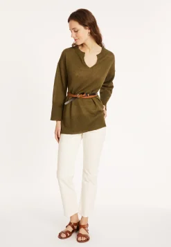 Montagut Loose linen V-neck tunic - Marielle