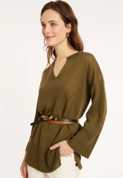 Montagut Loose linen V-neck tunic - Marielle