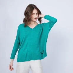 Montagut Loose long-sleeved V-neck T-shirt - MALOU