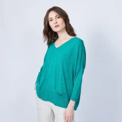 Montagut Loose long-sleeved V-neck T-shirt - MALOU