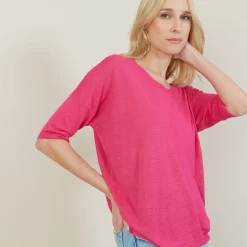 Montagut Loose round-neck slub linen T-shirt - Mairena