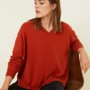 Montagut Loose sweater with V-neck slits in cashmere - Alienor
