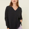 Montagut Loose sweater with V-neck slits in cashmere - Alienor