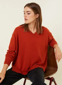 Montagut Loose sweater with V-neck slits in cashmere - Alienor